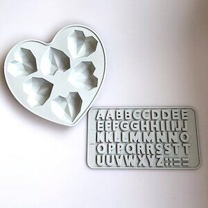 3D MOLDS, SILICONE REUSABLE HEART & LETTER  GRAY